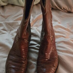 Vintage Tony Lama Tan Leather Cowboy Boots